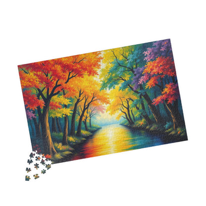 Reflections of Pride Jigsaw Puzzle, Vibrant Autumn Trees Rainbow Forest Puzzle, LGBTQ+ Nature Puzzle for Solo or Family Activity, Pride Gift Puzzle The Puzzle Chest