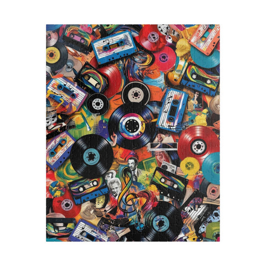 Retro Music Puzzle | Collage Jigsaw Game | Fun Family or Solo Activity, Nostalgic Gift for Music Lover, Vintage Vinyl Decor, Game Night 520 pcs (Vertical) Puzzle The Puzzle Chest