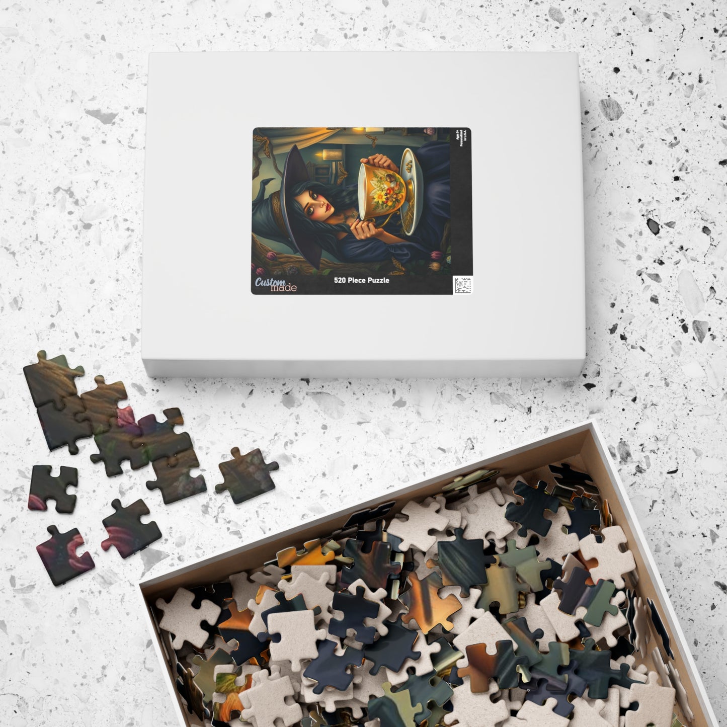 Witch's Teatime Jigsaw Puzzle, Spooky Fun for Halloween, Family Game Night, Cozy Nights, Unique Holiday Birthday Gift for Puzzle Lover