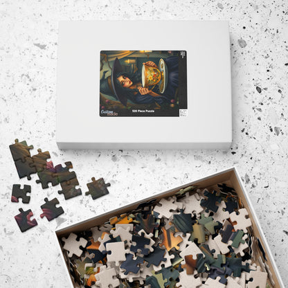 Witch's Teatime Jigsaw Puzzle, Spooky Fun for Halloween, Family Game Night, Cozy Nights, Unique Holiday Birthday Gift for Puzzle Lover
