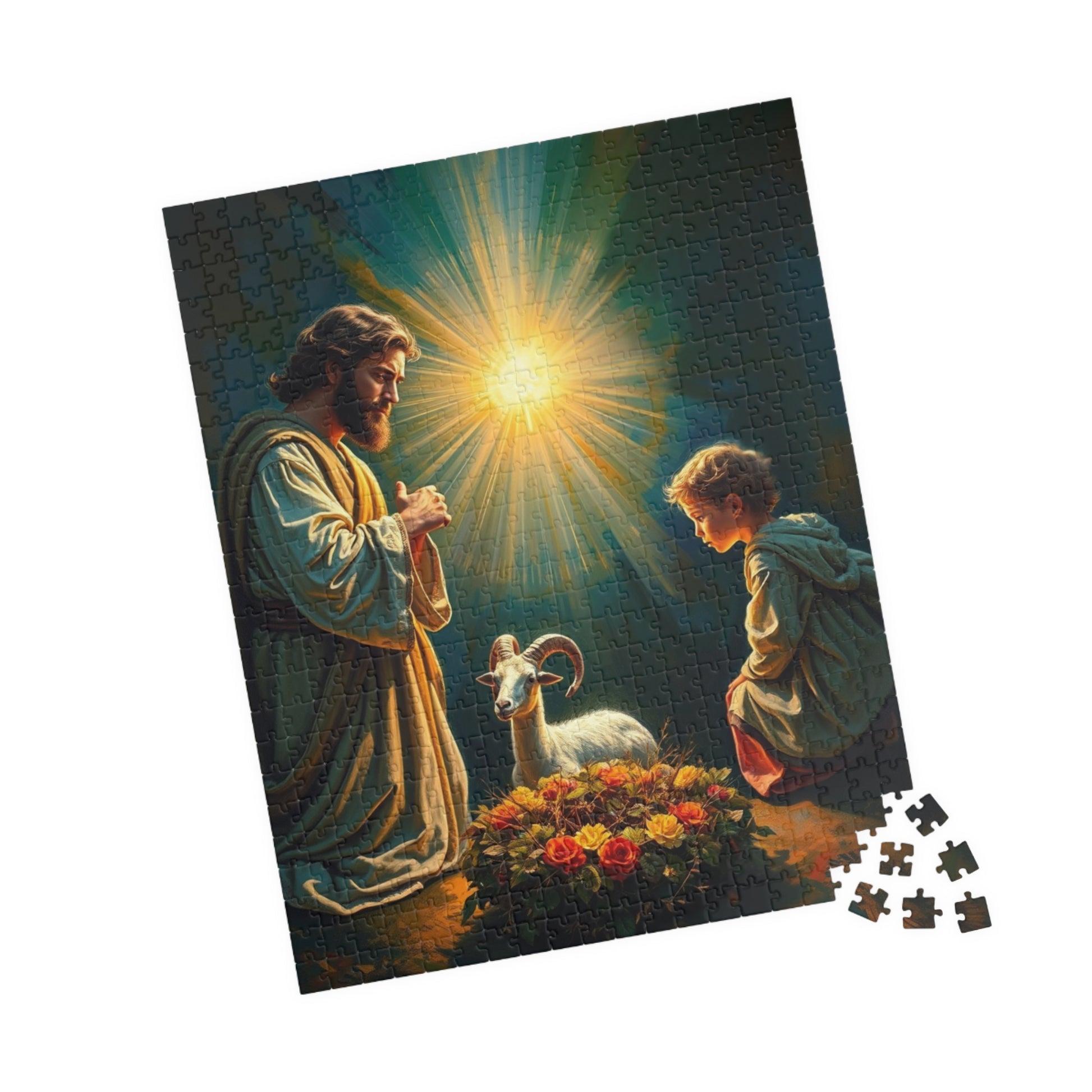Abraham and Isaac Puzzle, Religious Jigsaw Game for Adults, Family or Solo Fun, Spiritual Artwork, Christian Gift for Puzzle Lover Puzzle The Puzzle Chest