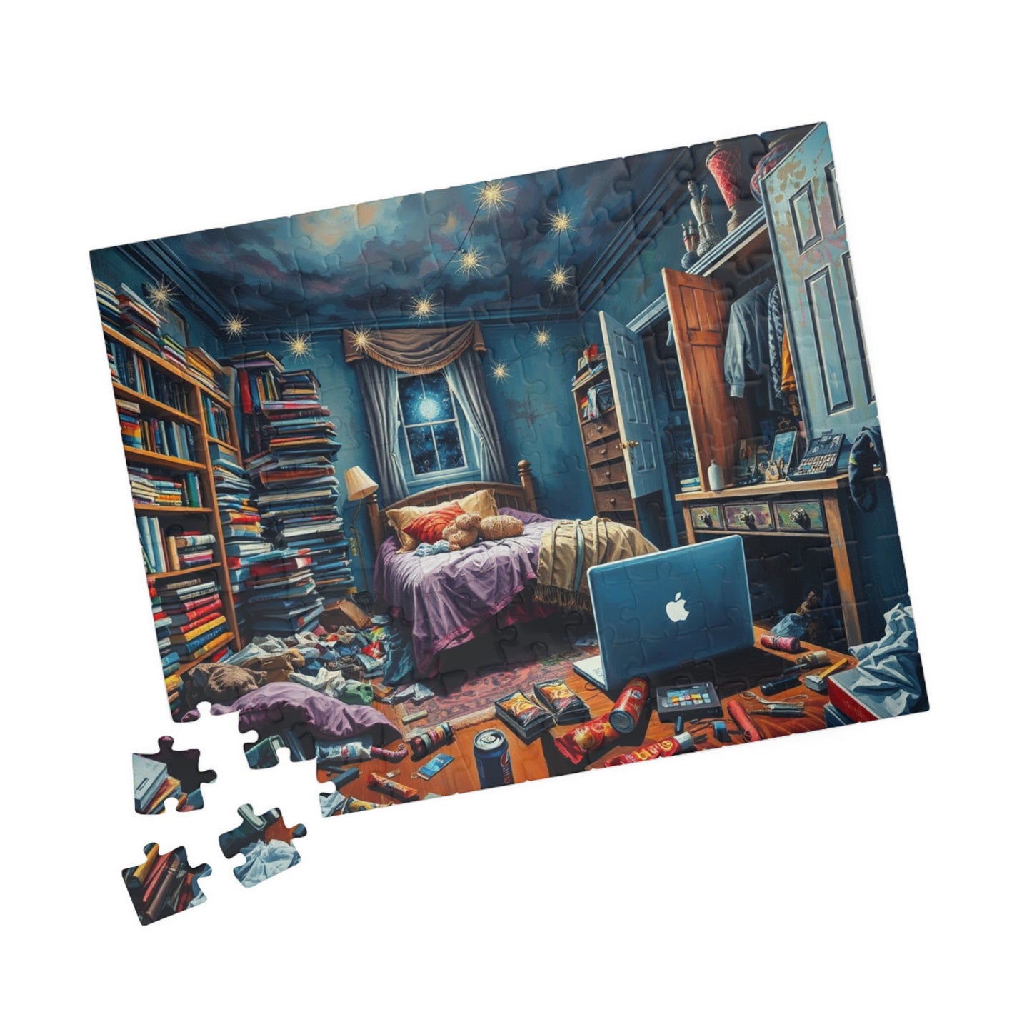 Jigsaw Puzzle, Chaotic Bedroom Humorous Puzzle, Family Game Night, Interactive Activity, Mind Boggling Challenge, Relaxing Hobby, Holiday