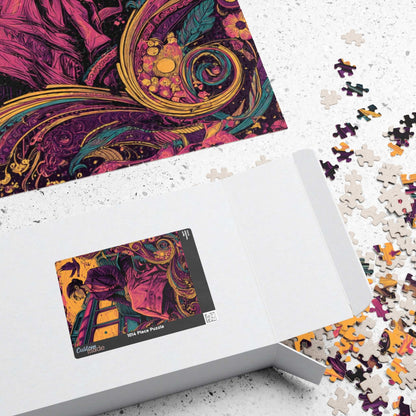 Rosa Parks Afrocentric Jigsaw Puzzle - Civil Rights Historical Black Figure Art with Ornate Floral Motifs and Bus Scene, Black Woman Art Puzzle The Puzzle Chest