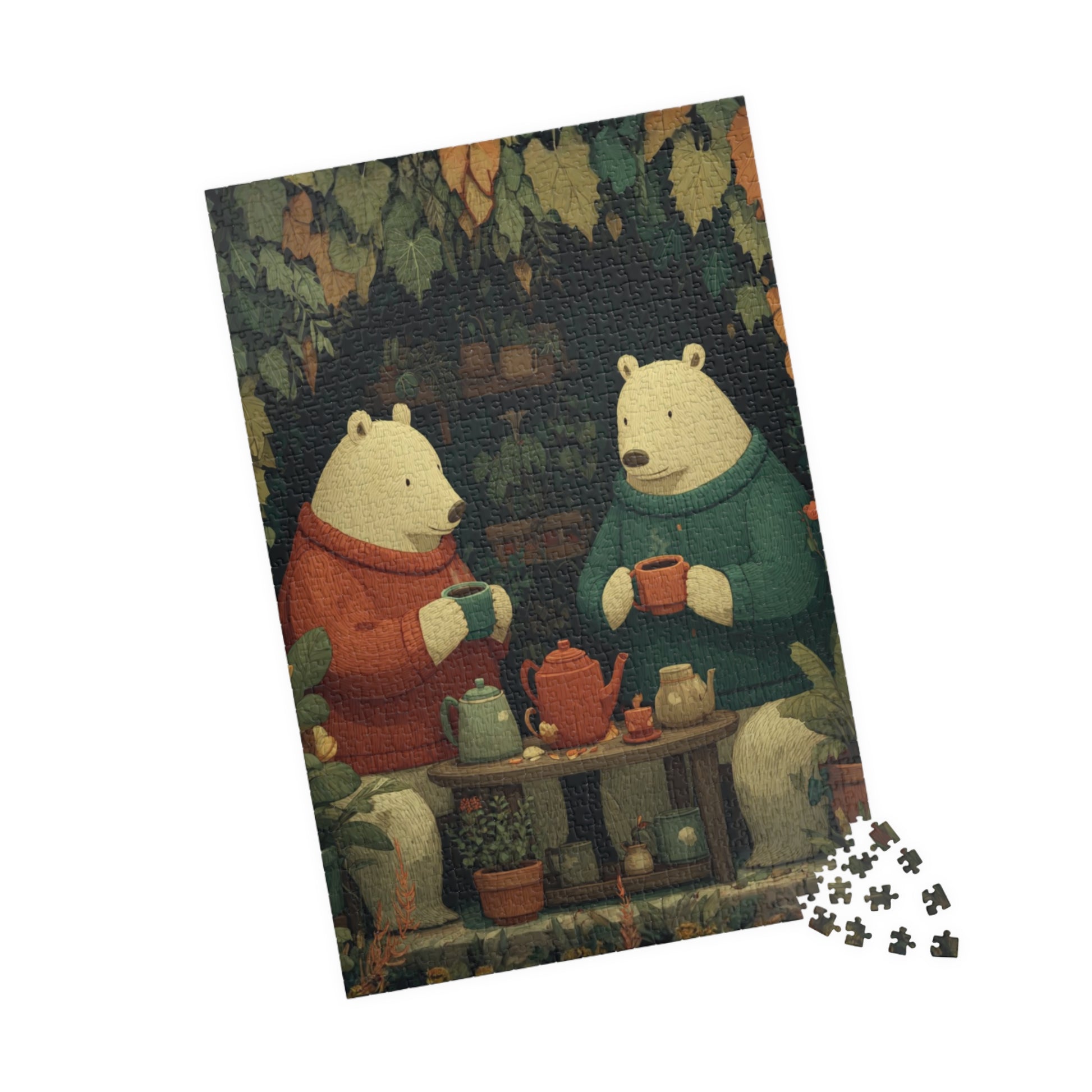 Botanical Bear Tea Party – Nature Loving Bears with Plants Jigsaw Game 1014 pcs (Vertical) Puzzle The Puzzle Chest