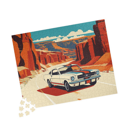Vintage Muscle Puzzle | Desert Car Road Trip Scene Jigsaw Game
