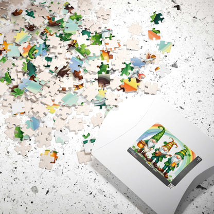 Lucky Leprechaun Gnome Puzzle - St. Patrick's Day Jigsaw Game Rainbow Theme Puzzle The Puzzle Chest