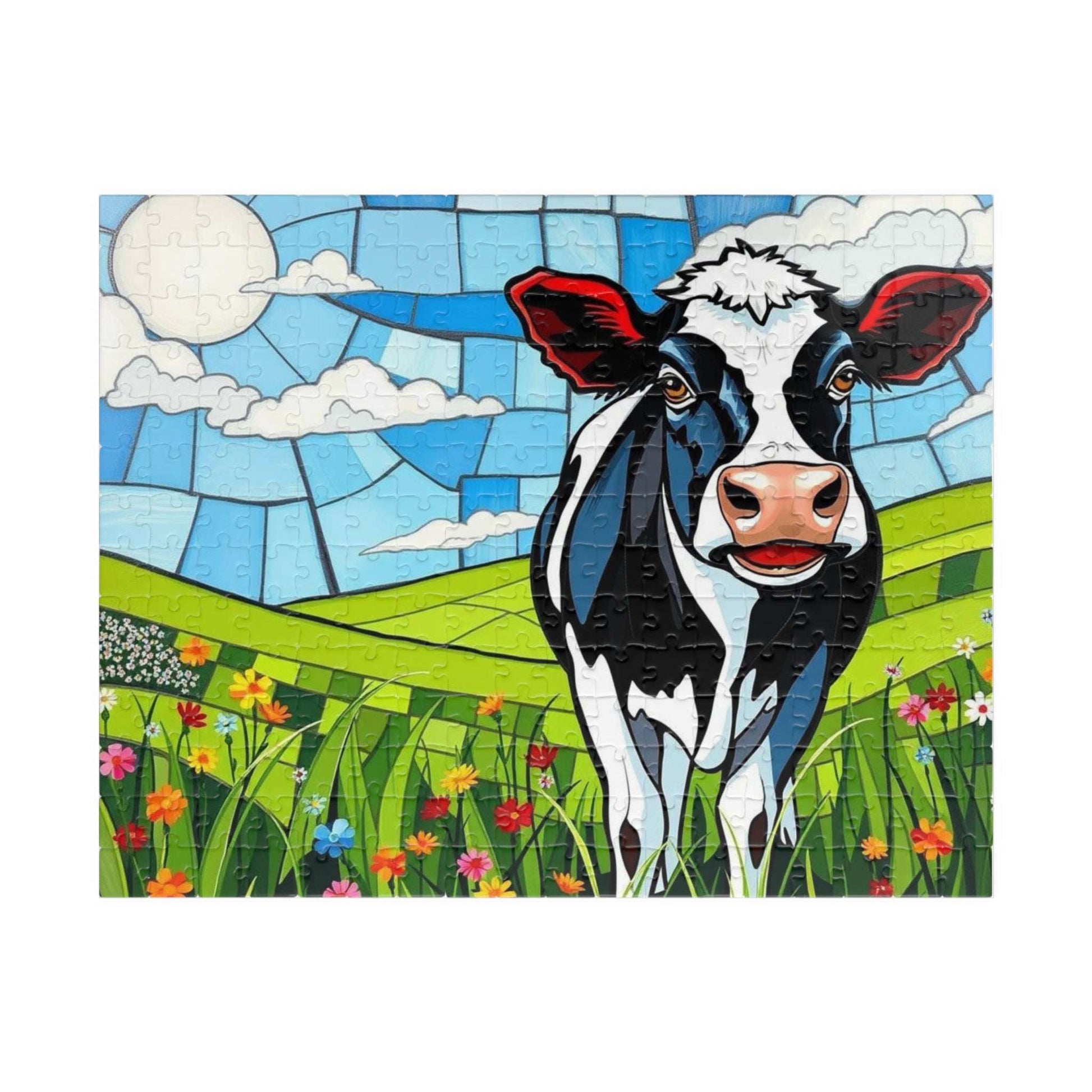 Pasture Bloom Cow Puzzle - Fun Farm Themed Jigsaw, 110-1014 Piece Engaging Family Activity, Mindful Brain Teaser, Unique Animal Lover Gift