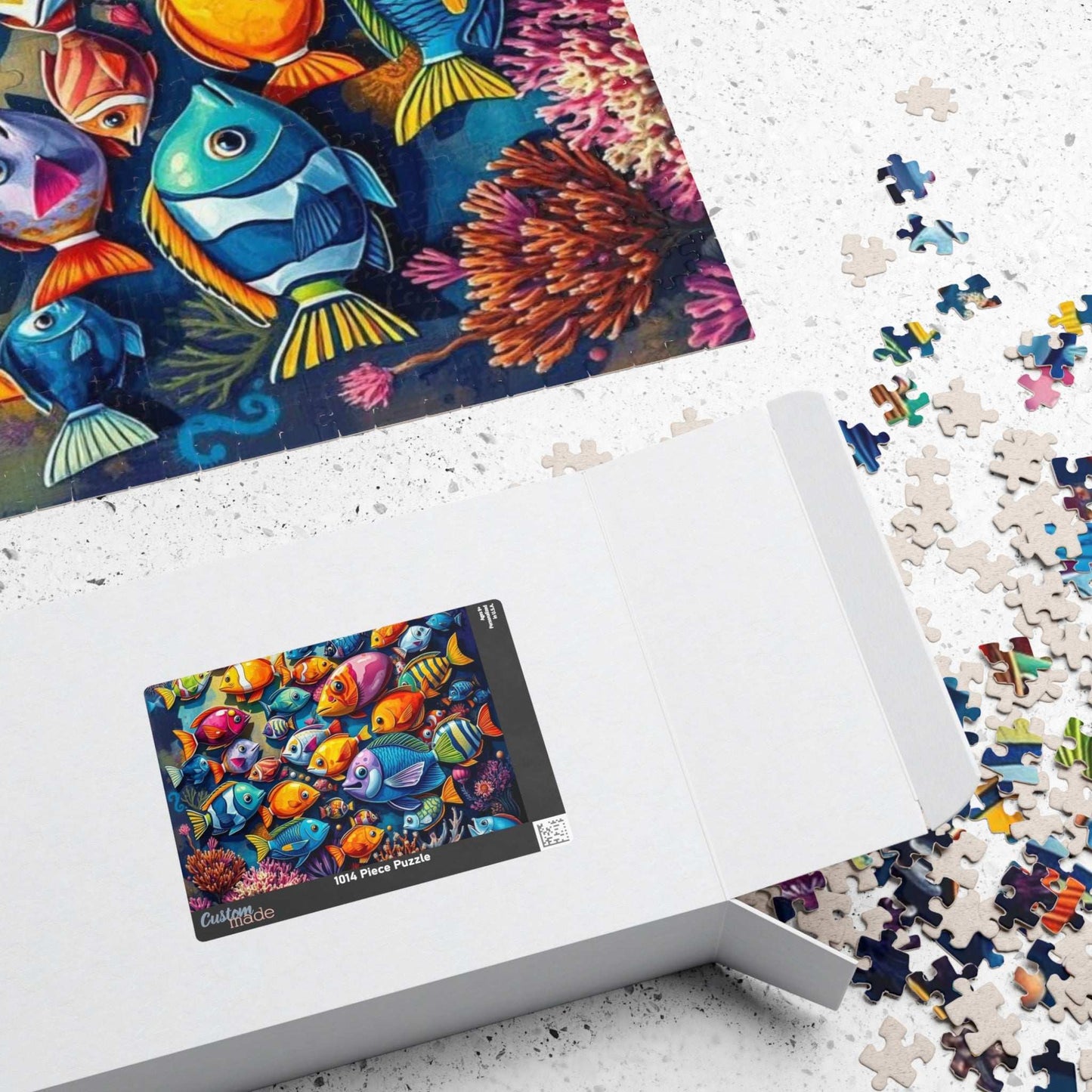 Aquatic Kaleidoscope Jigsaw Puzzle, Ocean Fish Puzzle Collage Gift for Animal Lover, Aquatic Art Sea Life Game Ideal for Fun Indoor Activity Puzzle The Puzzle Chest