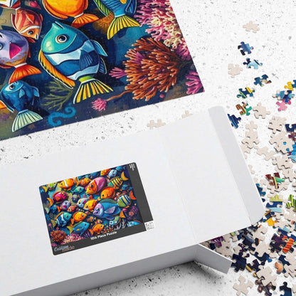 Aquatic Kaleidoscope Jigsaw Puzzle, Ocean Fish Puzzle Collage Gift for Animal Lover, Aquatic Art Sea Life Game Ideal for Fun Indoor Activity Puzzle The Puzzle Chest