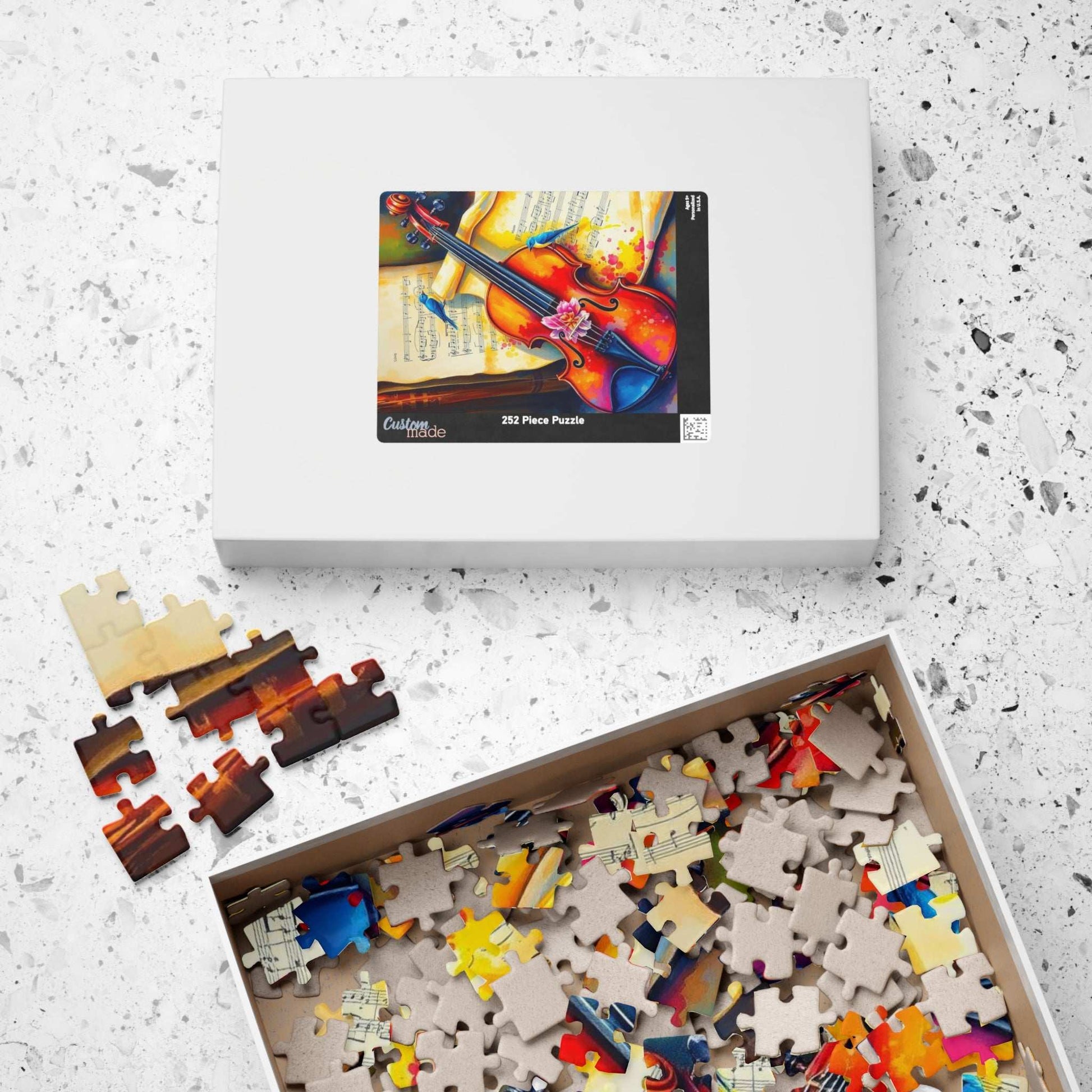 Violin Music Sheets Jigsaw Puzzle - Vintage Style Art, Gift for Musician, Music Teacher & Violin Lover, Brain Teaser, Fun Family Game Night