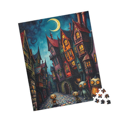 Whimsical Halloween Village Jigsaw Puzzle, 110-1014 Piece Dark Fantasy Art Nighttime Scene, Perfect for Family Game Night, Puzzle Lover Gift The Puzzle Chest