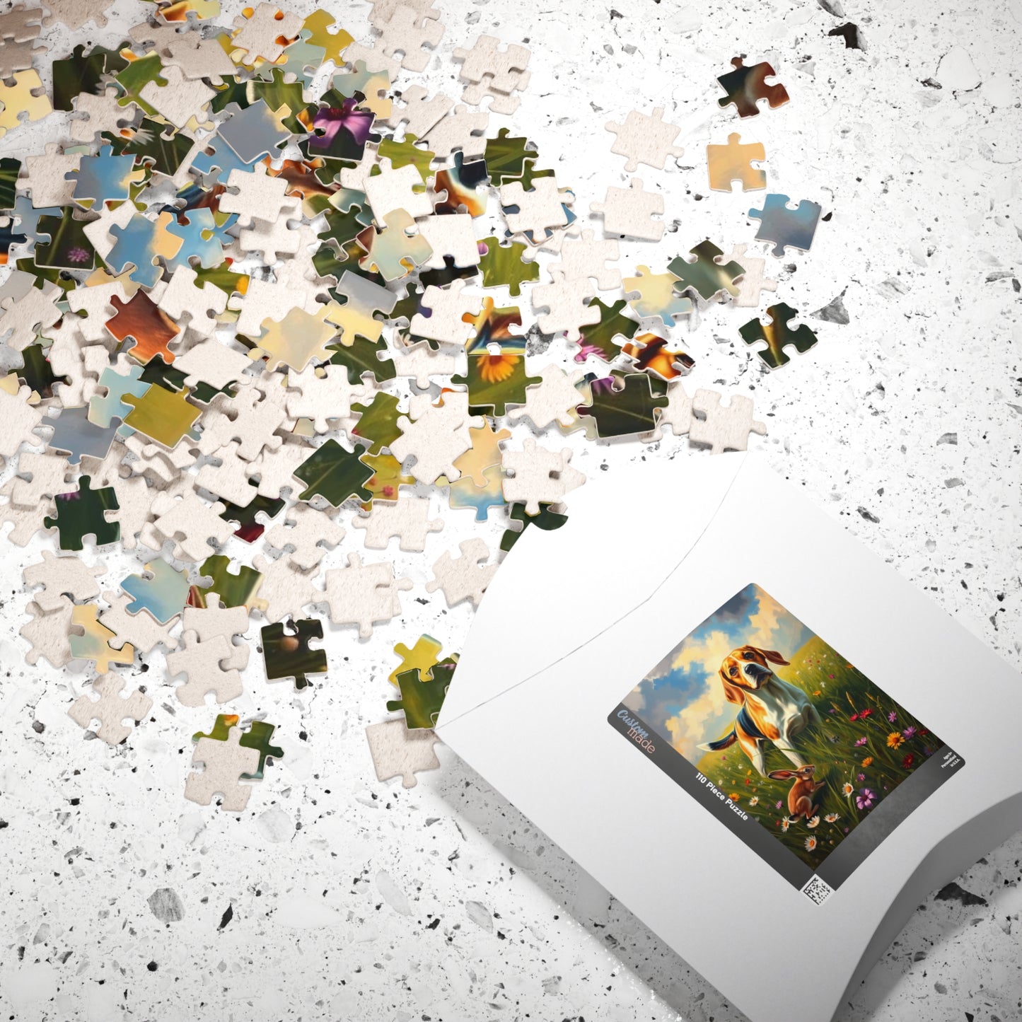 Dog and Rabbit Jigsaw Puzzle - Beagle in Wildflower Meadow, Family Game Night, Gift for Animal Lovers, Home Entertainment Puzzle The Puzzle Chest