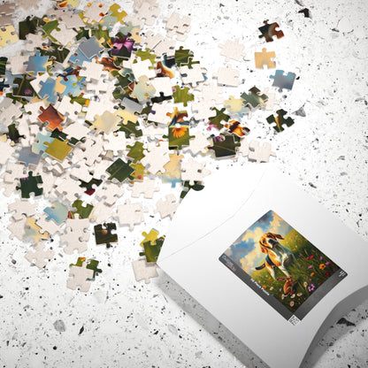 Dog and Rabbit Jigsaw Puzzle - Beagle in Wildflower Meadow, Family Game Night, Gift for Animal Lovers, Home Entertainment Puzzle The Puzzle Chest