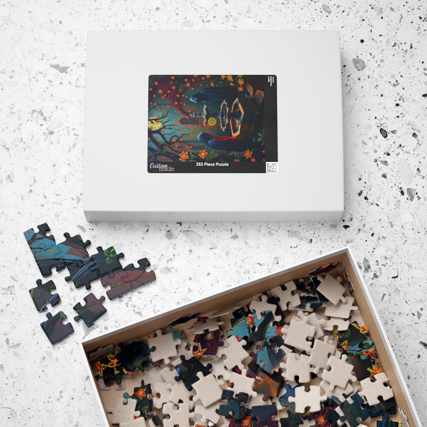 Ghostly Gothic Garden Puzzle, Dark Fantasy Scene with Glowing Flowers and Hooded Figures, Quiet Leisure Staycation Activity for Puzzle Lover Puzzle The Puzzle Chest