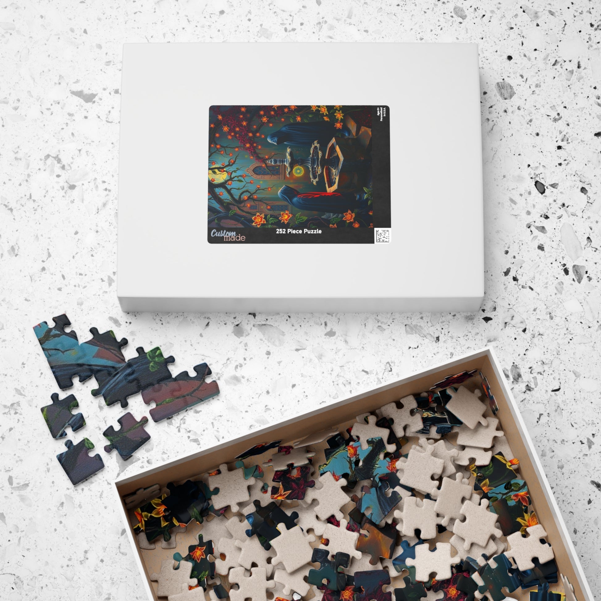 Ghostly Gothic Garden Puzzle, Dark Fantasy Scene with Glowing Flowers and Hooded Figures, Quiet Leisure Staycation Activity for Puzzle Lover Puzzle The Puzzle Chest