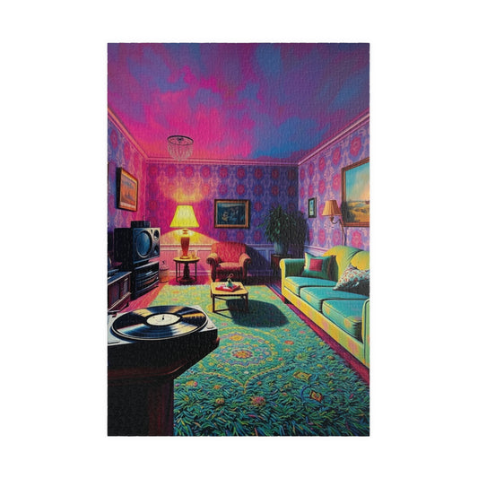 Jigsaw Puzzle, 1970s Retro Living Room Design, 110-1014 Piece Game, Groovy Wall Art, Fun Family Activity, Vintage Room Decor, Gift for