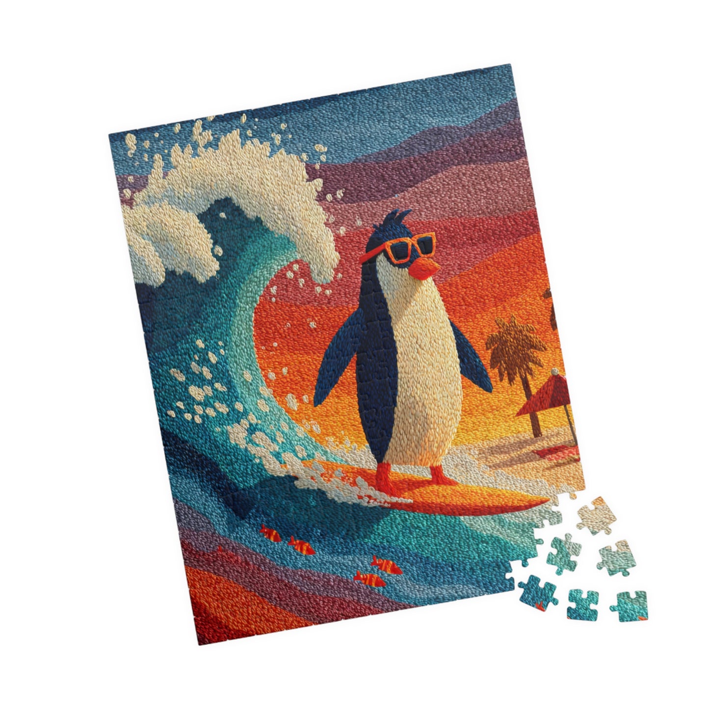 Surfing Penguin Puzzle - Animal Theme Jigsaw Game for Fun Family Activity, Gift for Friends, Indoor Entertainment 252 pcs (Vertical) Puzzle The Puzzle Chest