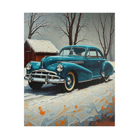 Winter Vintage Car Puzzle - Retro Auto Jigsaw, Family Game, Gift for Car Lovers, Nostalgic Home Decor, Fun Indoor Activity