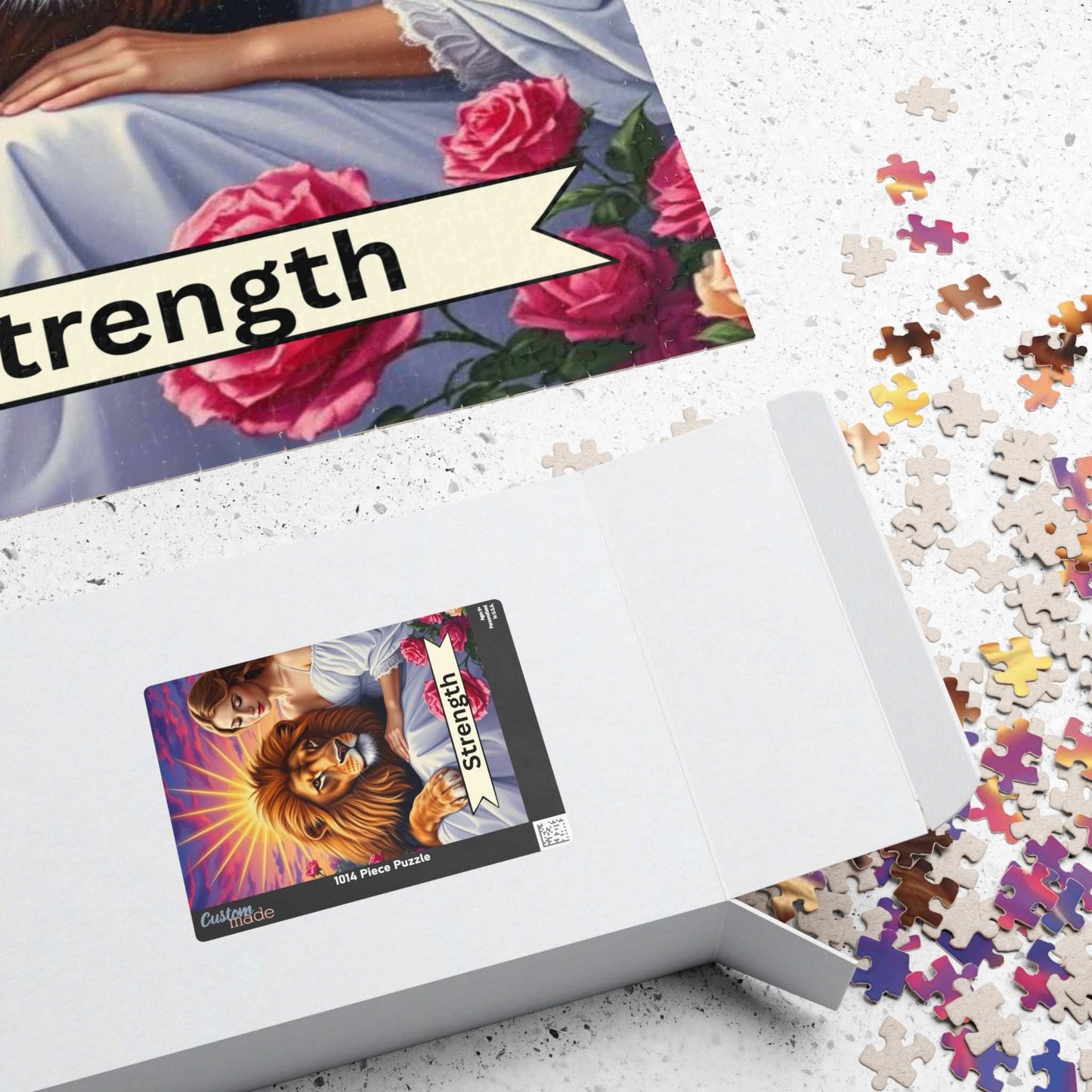 Her Strength Jigsaw Puzzle - Tarot Card Lion Design, Holiday Birthday Gift for Adult Puzzle Lover, Fun Family Game Night, Mindful Activity Puzzle The Puzzle Chest