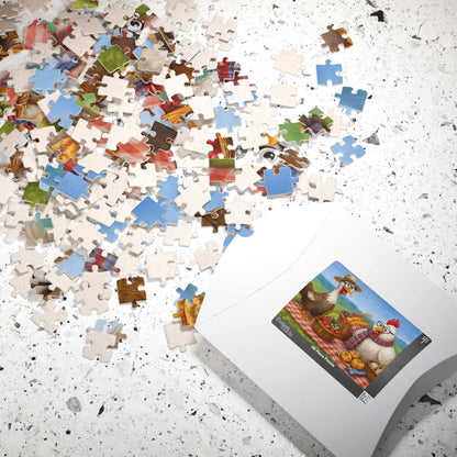 Farmyard Friends Jigsaw Puzzle - Chicken Picnic Scene, Perfect for Family Game Night, Cozy Evenings, Solo Fun, Holiday Birthday Gifts Puzzle The Puzzle Chest