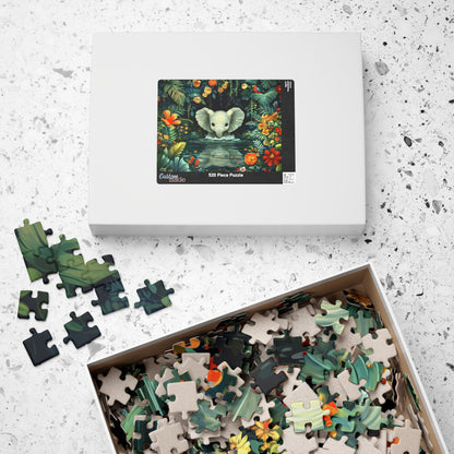 Baby Elephant in Jungle Puzzle | Floral Tropical Scene 110-1014pc Puzzle The Puzzle Chest
