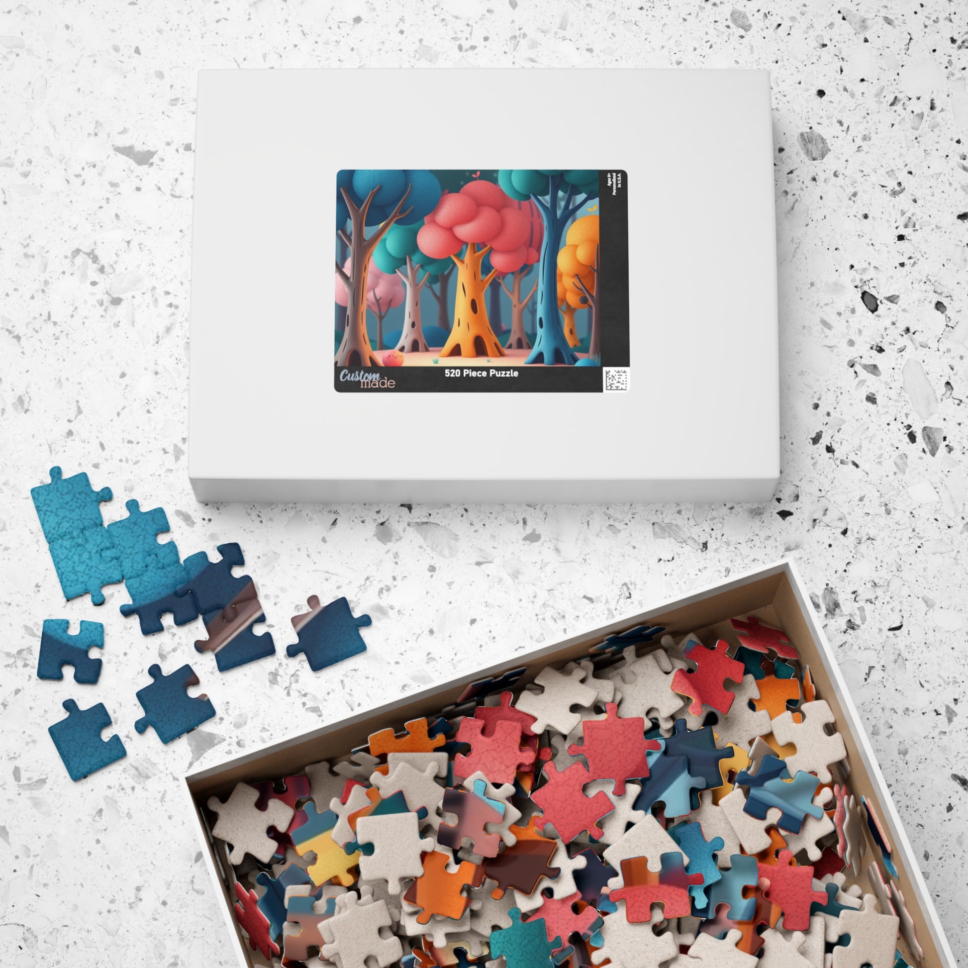 Abstract Landscape Forest Jigsaw Puzzle (110-1014 Piece), Surreal Tree Trunks with Colorful Canopies, Nature Theme Gift for Puzzle Lovers Puzzle The Puzzle Chest