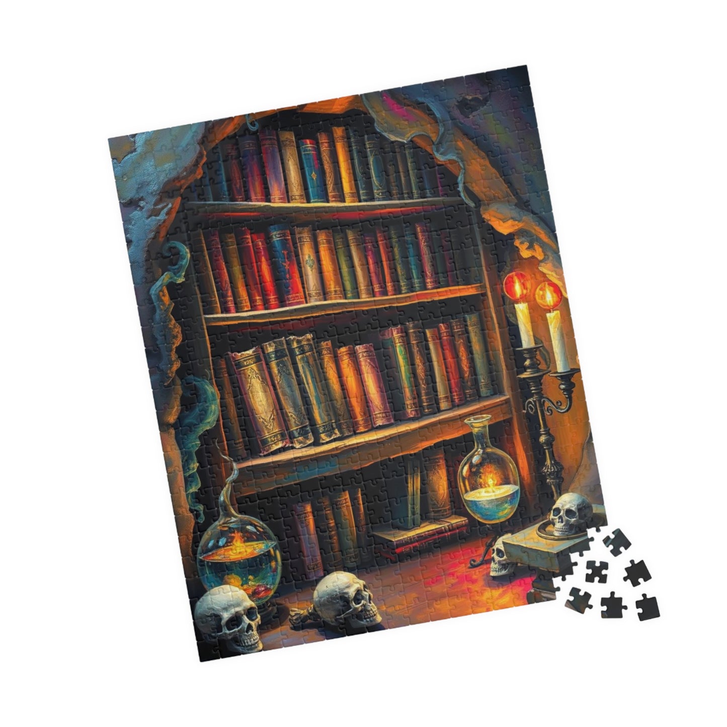 Mystical Bookshelf Puzzle - Enchanting Halloween Jigsaw Puzzle for Adult Gift for Book Lover, Therapeutic Fun Family or Solo Game