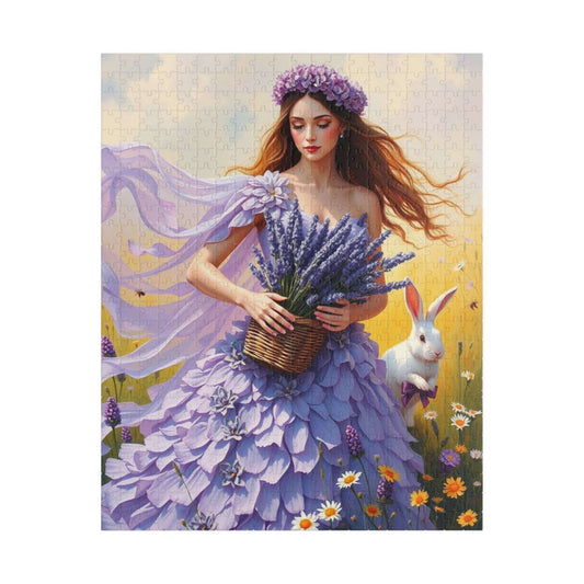Lady of the Lavender Meadow - Pastel Floral Garden Jigsaw Puzzle for Nature and Flower Lover