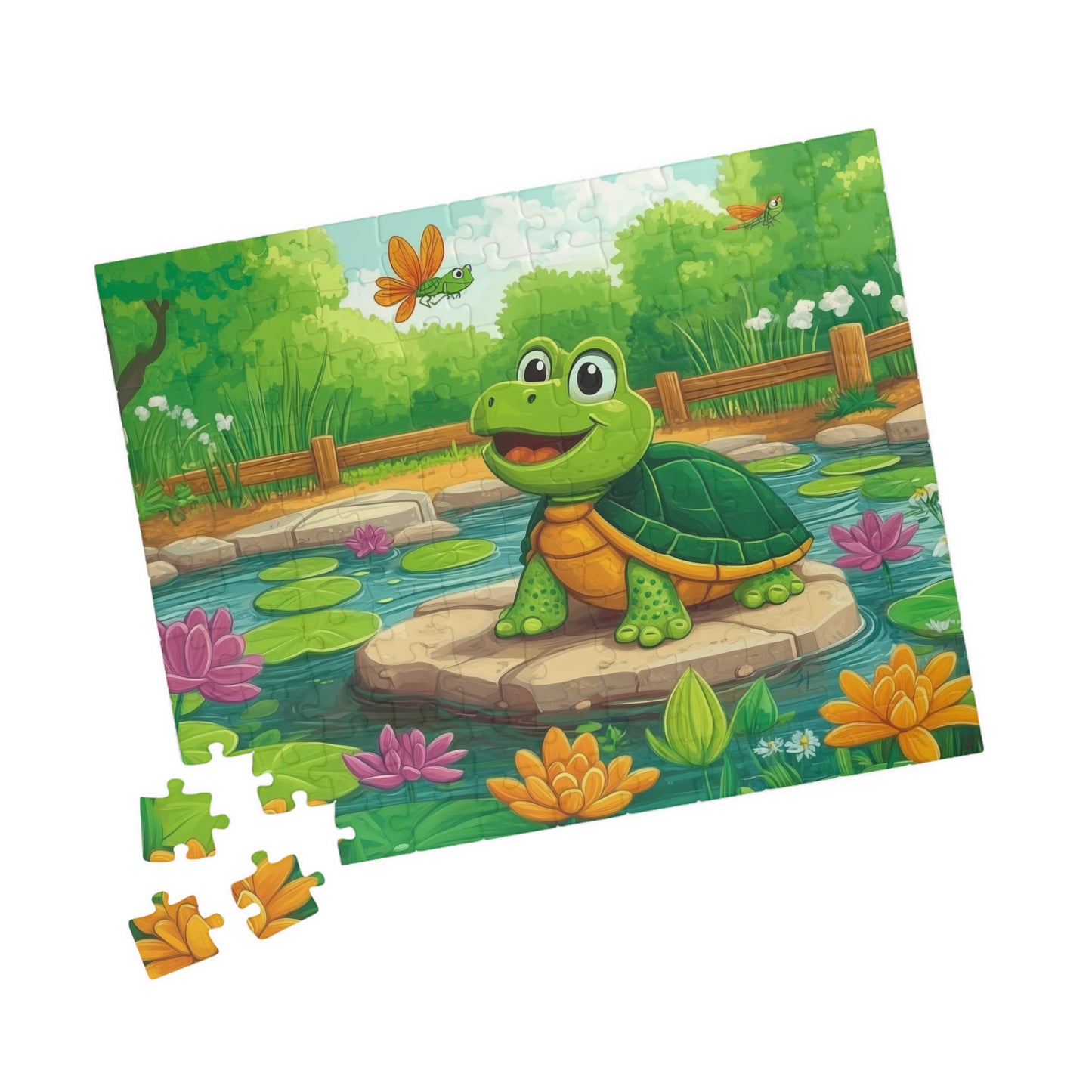 Smiling Turtle Pond Puzzle 110-1014 Piece | Animal Jigsaw Puzzle 110 pcs (Horizontal) Puzzle The Puzzle Chest