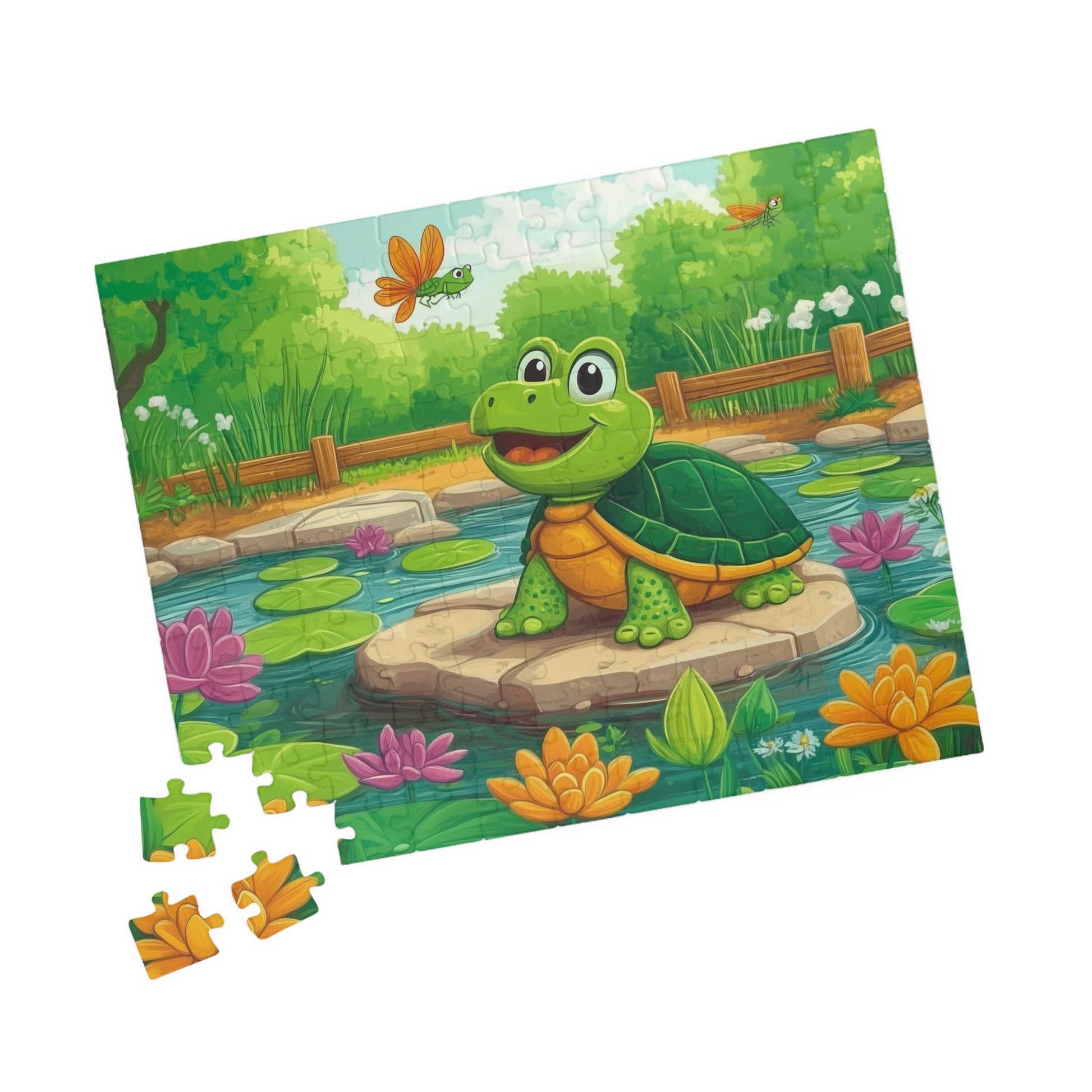 Smiling Turtle Pond Puzzle 110-1014 Piece | Animal Jigsaw Puzzle 110 pcs (Horizontal) Puzzle The Puzzle Chest