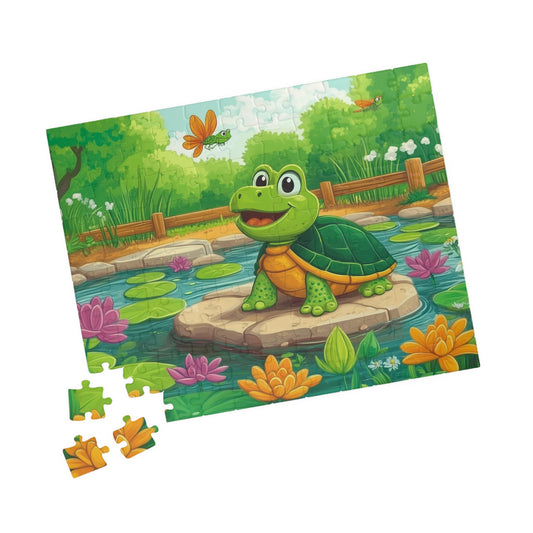 Smiling Turtle Pond Puzzle 110-1014 Piece | Animal Jigsaw Puzzle 110 pcs (Horizontal) Puzzle The Puzzle Chest