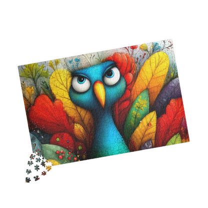 Colorful Blue Bird Illustration Puzzle | 110-1014 Piece Farm Animal Chicken Jigsaw 1014 pcs (Horizontal) Puzzle The Puzzle Chest