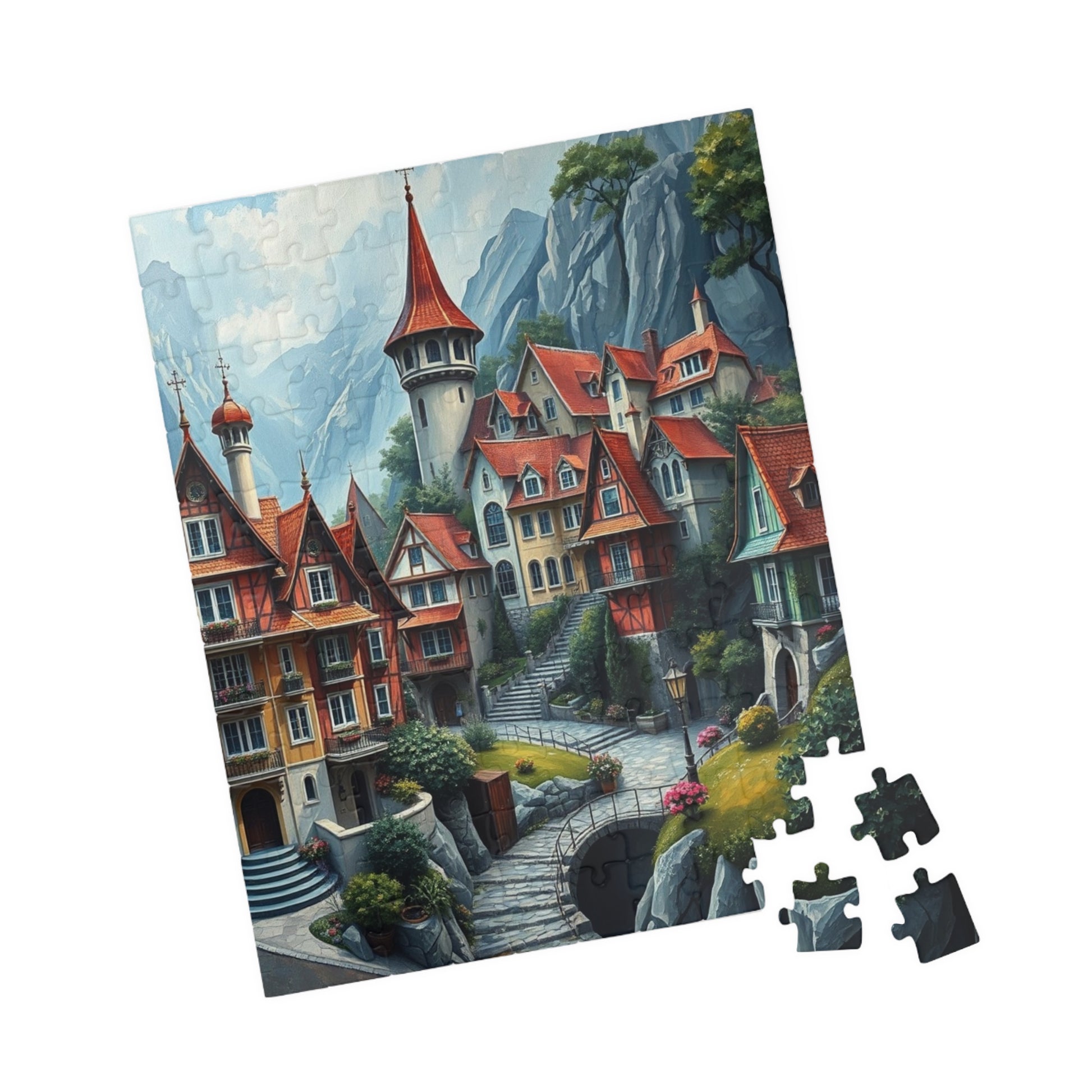 Mystic Village Puzzle (110-1014 Piece), Dreamlike Town with Pastel Buildings, Fantasy Jigsaw for Adults, Puzzle Fanatic Gift for Friends The Puzzle Chest