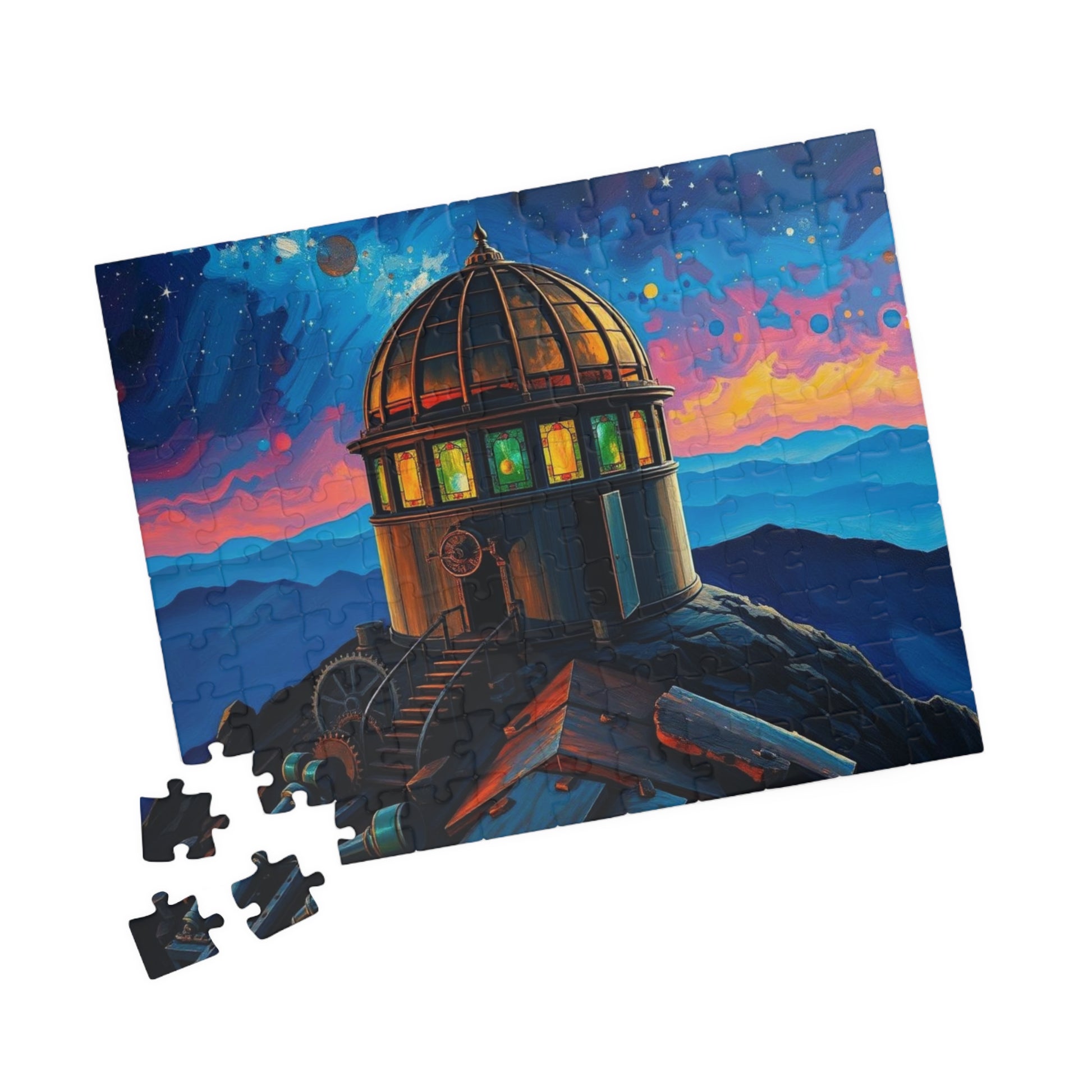 Alchemist Dome Jigsaw Puzzle - Mountaintop Observatory, Steampunk Puzzle Gift for Art Enthusiast Friend, Creative Hobby, Family or Solo Fun Puzzle The Puzzle Chest