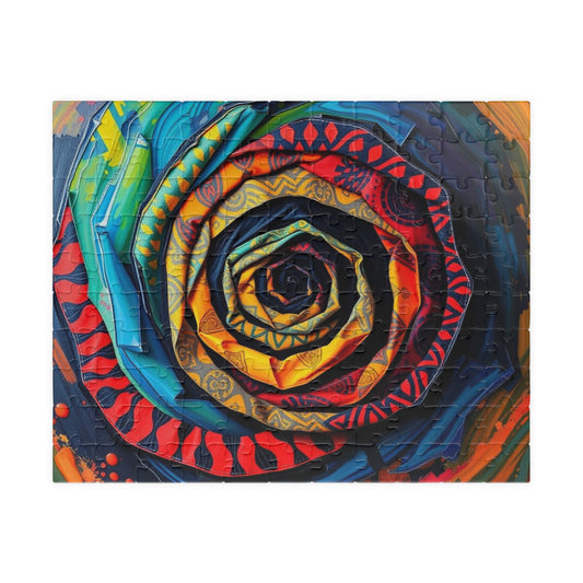 Colorful Spiral Rose Puzzle, 110-1014 pieces Abstract Jigsaw, Stress Relief Game, Gift for Adults, Family Game Night, Mindful Art Therapy 110 pcs (Horizontal) Puzzle The Puzzle Chest