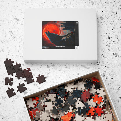 Gothic Wolf Jigsaw Puzzle, Howling at Blood Moon Mysterious Scene, Gift for Wolf Lovers, Spooky Night Entertainment, Solo Fun, Brain Teaser Puzzle The Puzzle Chest