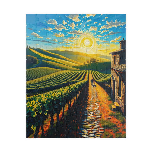 Scenic Vineyard Puzzle, Nature Puzzle, Sunset Jigsaw, Family Activity, Gift for Puzzle Lovers 110 pcs (Vertical) Puzzle The Puzzle Chest