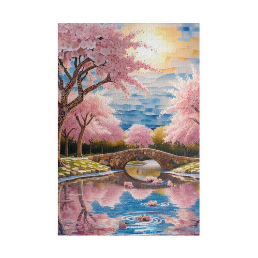 Charming Cherry Blossom Puzzle, 110-1014 Piece Floral Landscape Jigsaw Game, Nature Lover Gift, Family Activity, Seasonal Fun 1014 pcs (Vertical) Puzzle The Puzzle Chest