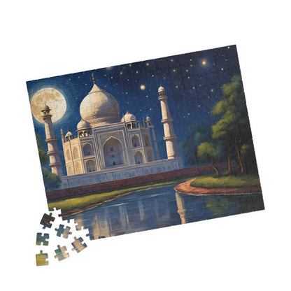 Taj Mahal Night Scene Jigsaw Puzzle, Starry Sky Iconic Landmark Tabletop Game, Family Entertainment Quiet Time Activity, Hobby Puzzle Lover Puzzle The Puzzle Chest