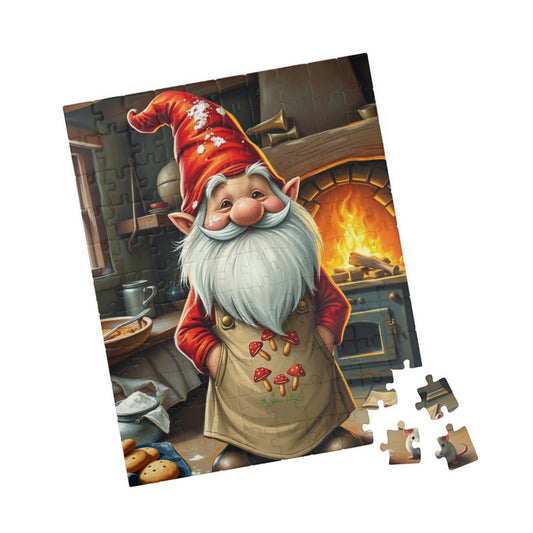 Cozy Gnome Baking Puzzle, Cute Baking Scene with Fireplace and Mouse, Whimsical Cottagecore Kitchen Jigsaw Game for Adults Puzzle The Puzzle Chest