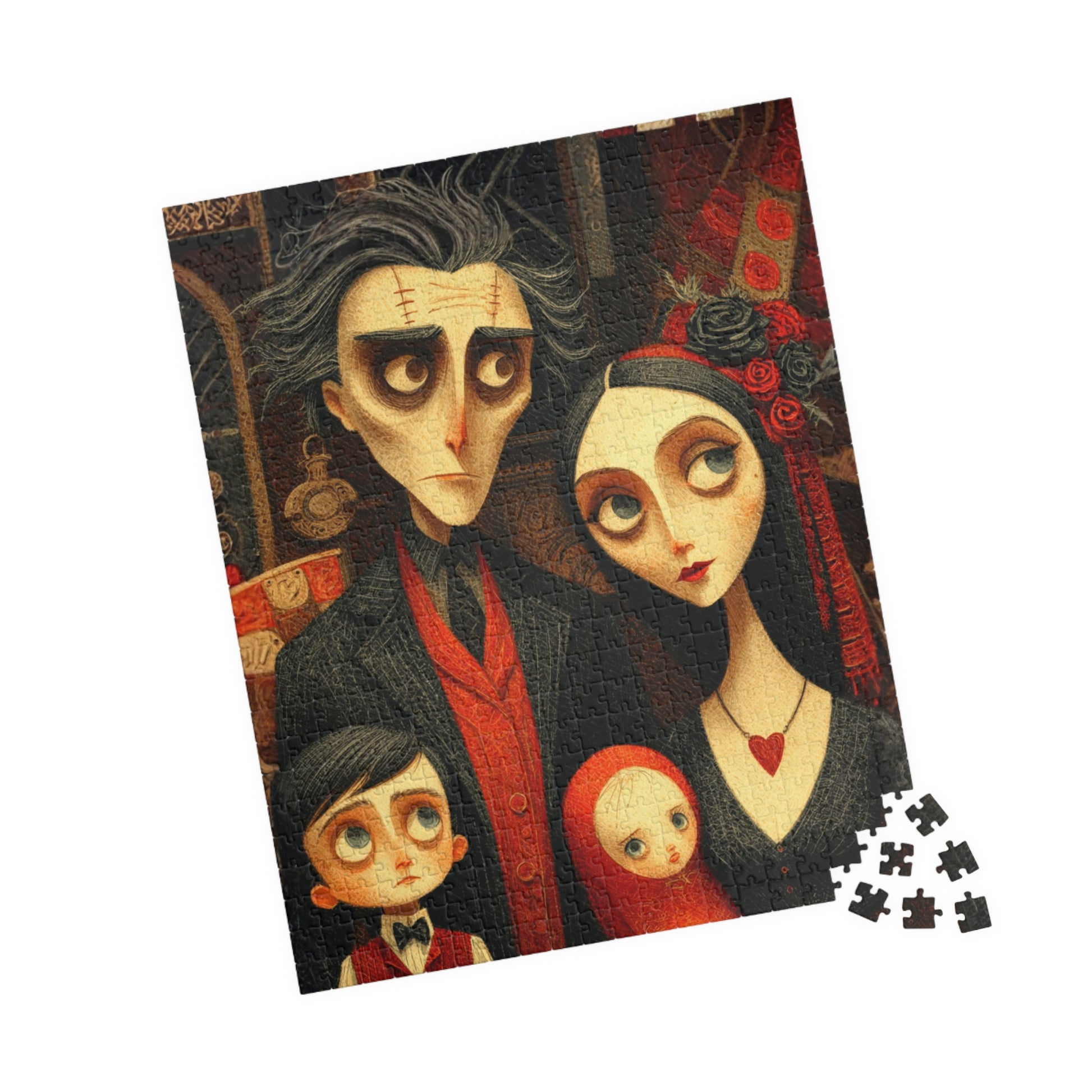 Macabre Victorian Family Puzzle - Gothic Portrait Jigsaw, Dark Fantasy Aesthetic and Pale Characters, Hauntingly Elegant Family 520 pcs (Vertical) Puzzle The Puzzle Chest