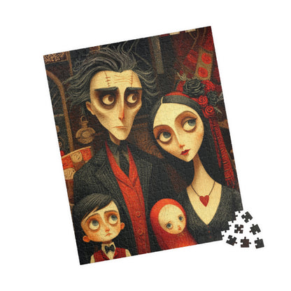 Macabre Victorian Family Puzzle - Gothic Portrait Jigsaw, Dark Fantasy Aesthetic and Pale Characters, Hauntingly Elegant Family 520 pcs (Vertical) Puzzle The Puzzle Chest