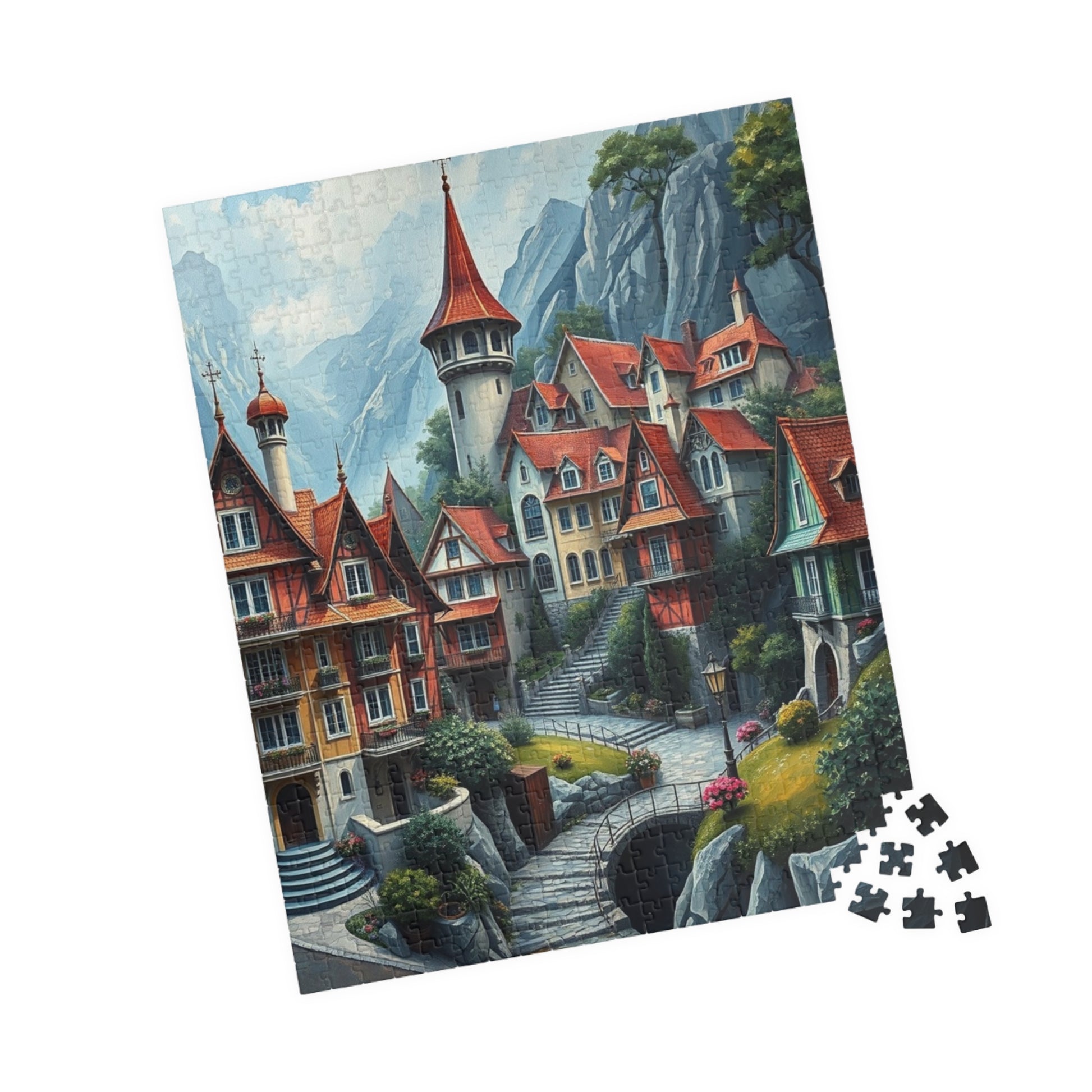 Mystic Village Puzzle (110-1014 Piece), Dreamlike Town with Pastel Buildings, Fantasy Jigsaw for Adults, Puzzle Fanatic Gift for Friends The Puzzle Chest