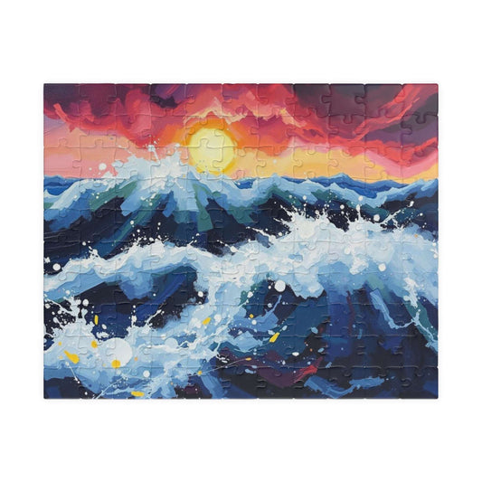 Abstract Ocean Sunrise Puzzle for Adults - Colorful Seascape Jigsaw Game