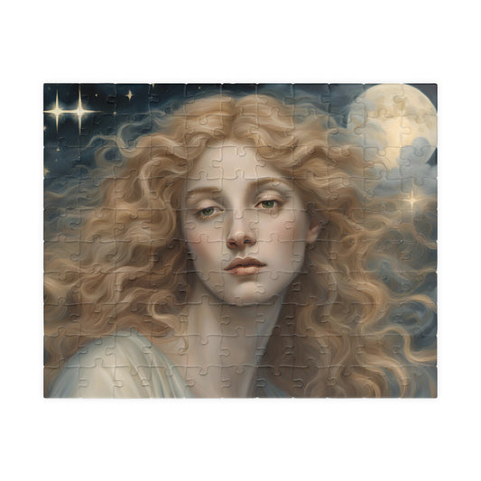 Golden Haired Celestial Angel Puzzle, Heavenly Angelic Creature Jigsaw Game, Religious Spiritual Art, Adult Entertainment, Hobby
