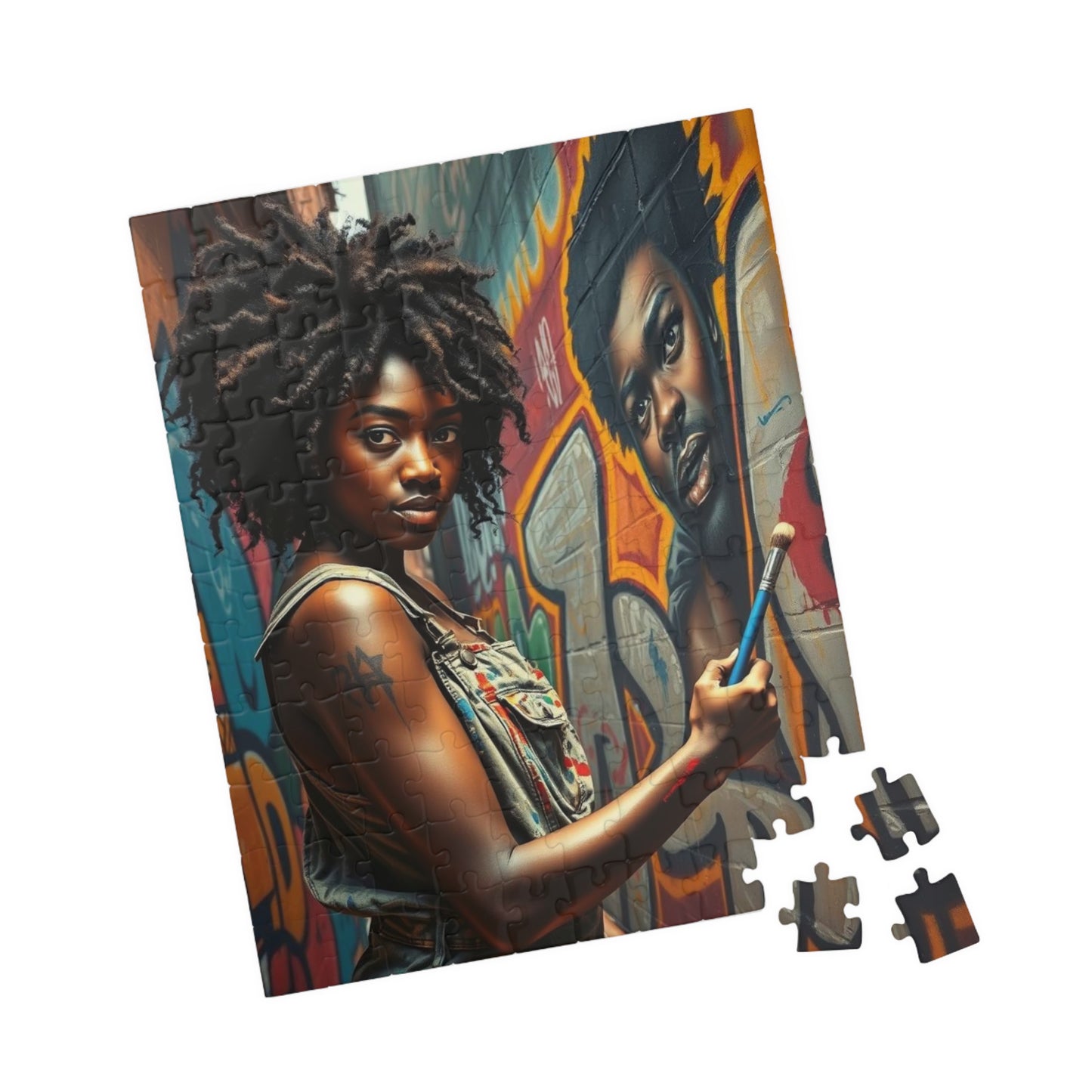 Graffiti Jigsaw Puzzle - Black Art Urban Street Scene, African American Woman Artwork, Afrocentric Gift for Artists and Art Lovers, Unique Puzzle The Puzzle Chest