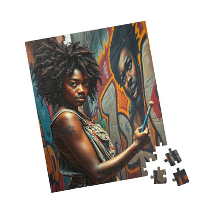 Graffiti Jigsaw Puzzle - Black Art Urban Street Scene, African American Woman Artwork, Afrocentric Gift for Artists and Art Lovers, Unique Puzzle The Puzzle Chest