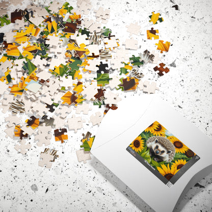 Hedgehog in Sunflowers Jigsaw Puzzle - Nature Lovers Gift, Family Activity, Mindfulness Hobby, Home Entertainment, Fun Challenge Puzzle The Puzzle Chest