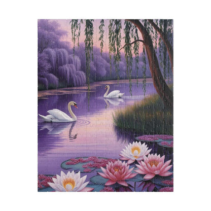 Serene Landscape Puzzle - Swans and Water Lilies - 110, 252, 520, 1014-piece, Gift for Nature Lovers, Family Fun 252 pcs (Vertical) Puzzle The Puzzle Chest