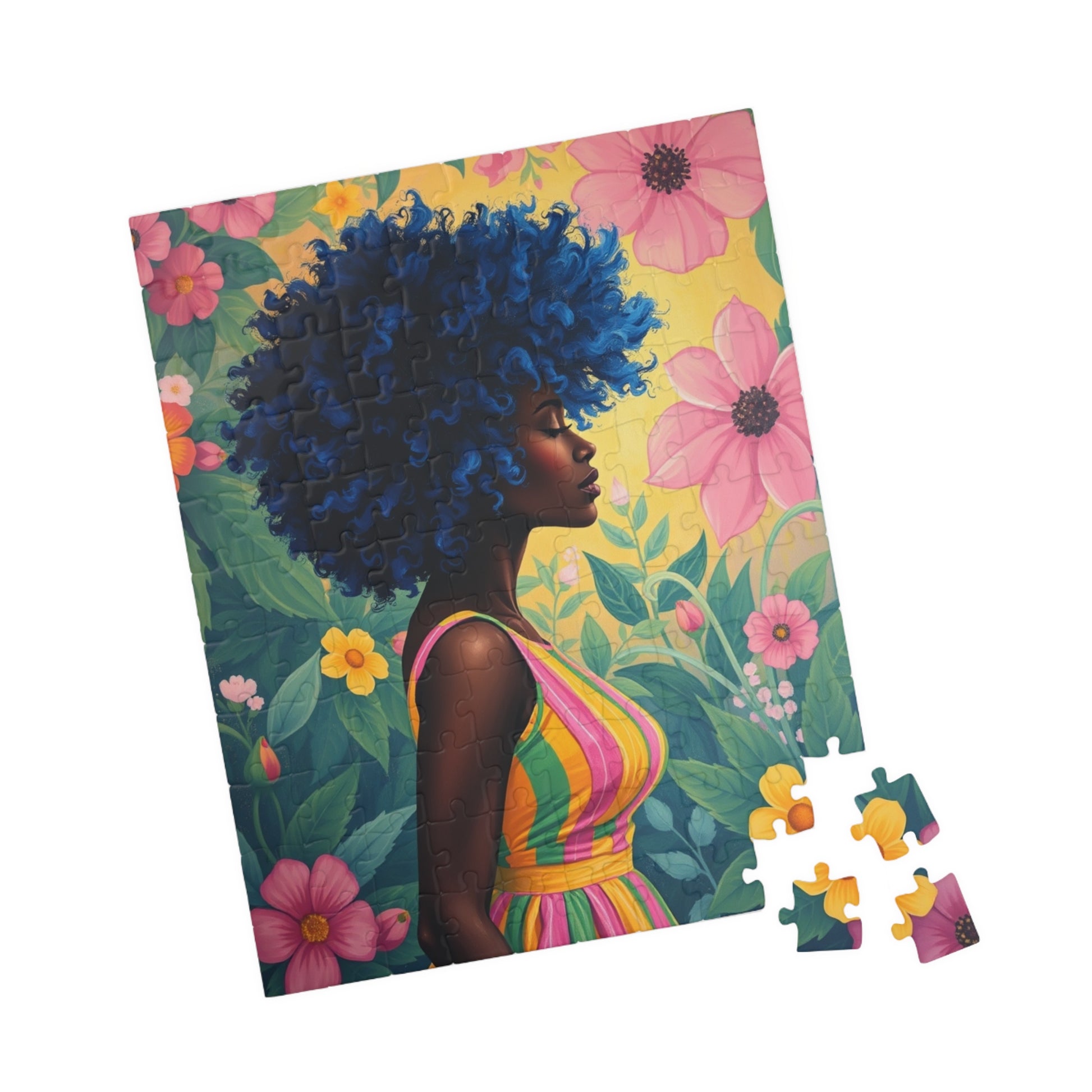 Colorful Floral Afrocentric Puzzle, African American Woman, Black Art-Inspired Game for Families, Gift for Puzzle Lover, Brain Teaser Puzzle The Puzzle Chest